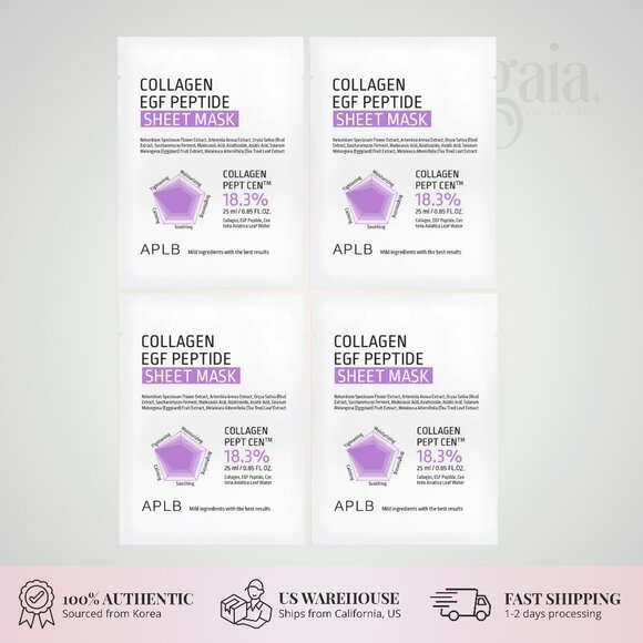 APLB Collagen EGF Peptide Sheet Mask 25ml (4 Sheets) – Firming Hydrating Care - Picture 1 of 2